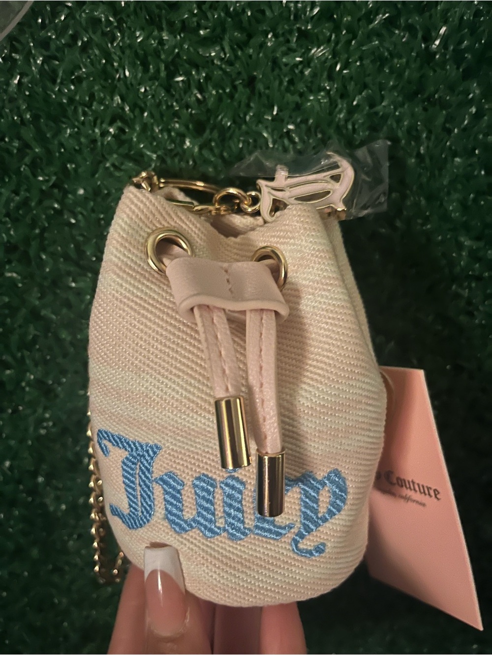 Juicy Couture Pink Denim Mini Bucket Purse on Chain - Picture 4 of 4